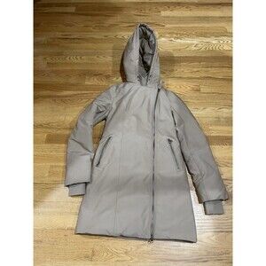 Women’s Mackage Beige Down Winter Coat Puffer Jacket Size Xsmall Hooded Warm